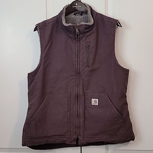 Carhartt denim vest - Women's L 12/14 - blackberry purple - sherpa lined
